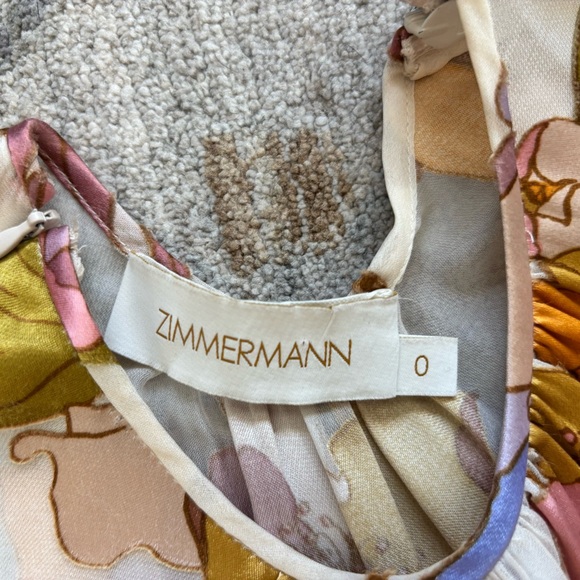 ZIMMERMANN Tempo Asymmetric Tiered Ruffle Dress Size 0 Artsy Boho Chic Flirty - Picture 5 of 9